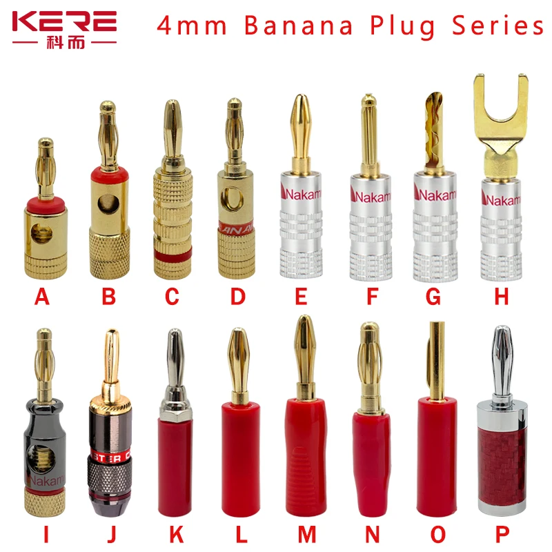 

10/20pcs Nakamichi 4MM Banana Plugs 24K Gold-plated Banana Connector with Screw Lock For Audio Jack Speaker Plugs Red Black