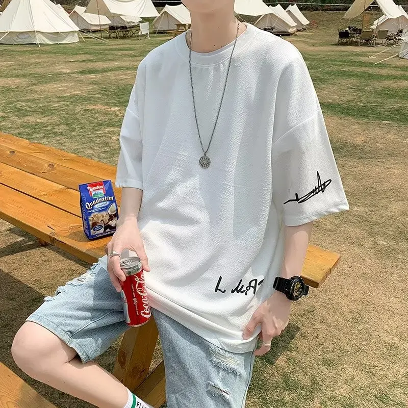 Модный бренд INS свободная футболка с круглым вырезом и половиной рукава