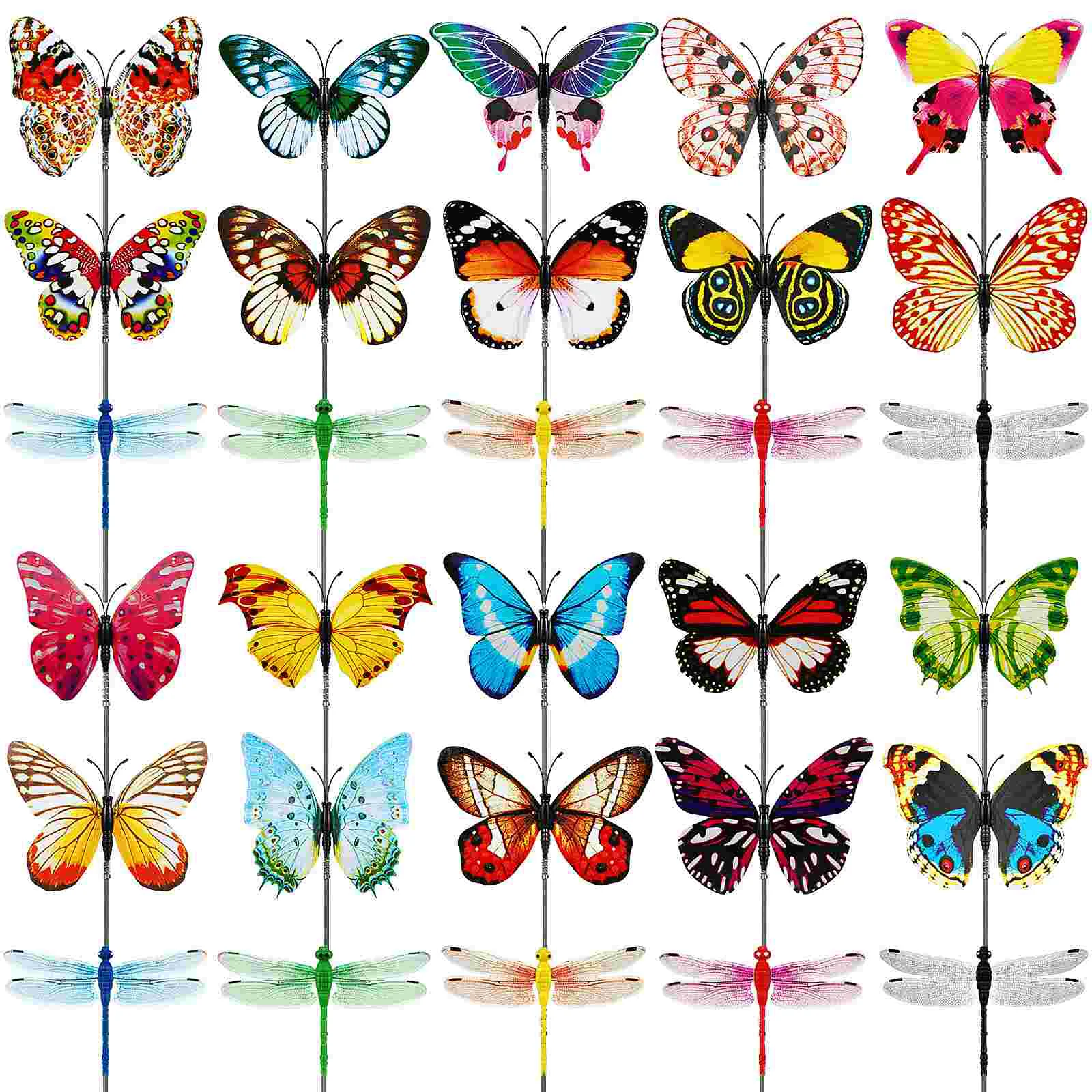 

30 Pcs Hummingbird Dragonfly Decor Lawn Ornaments Outdoor Garden Animal Yard Pvc Decorations