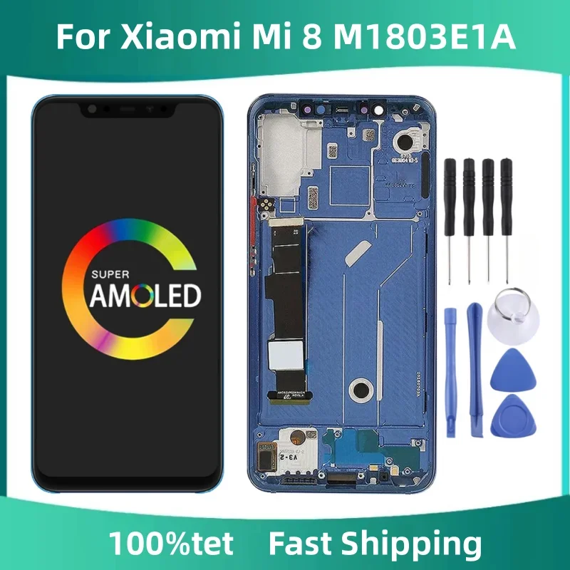 6 21 &quotAMOLED для Xiaomi Mi 8 дисплей с рамкой ЖК-сенсорный экран Mi8 M1803E1A дигитайзер
