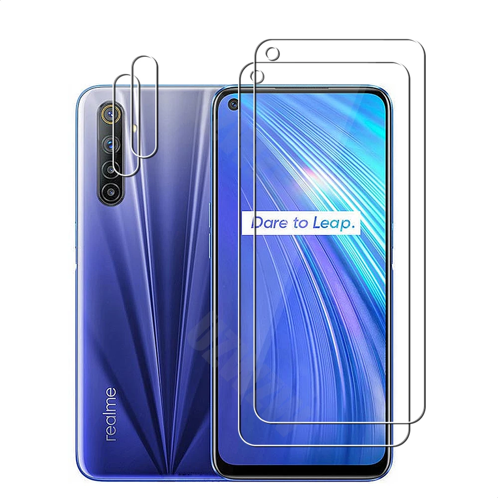 

(2+2) For Realme 6 (2pcs) Camera Lens Film & (2pcs) Tempered Glass Screen Protectors Protective Guard HD Clear