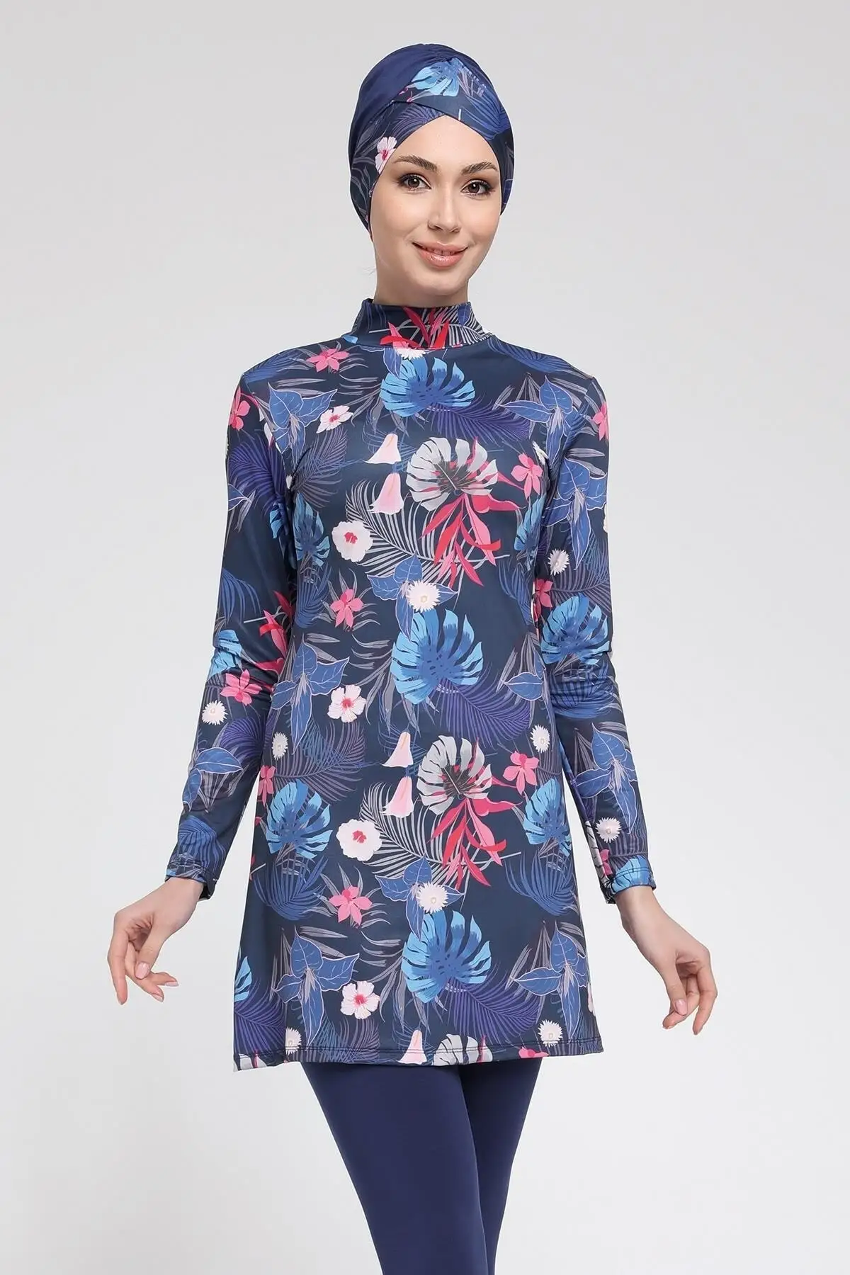 

Muslim Burkinis Digital Printed Long Sleeve Swimwear fashion Summer Clothing Hijab Sport Swimsuit Islamic Full Cover