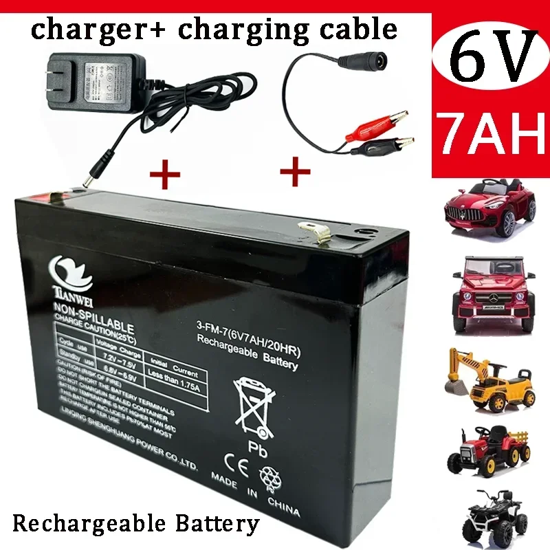 

New 6V Lead-acid Battery 7000mAh, Suitable for Children's Electric Cars, Toys, Motorcycles, Electronic Scales, and Chargers
