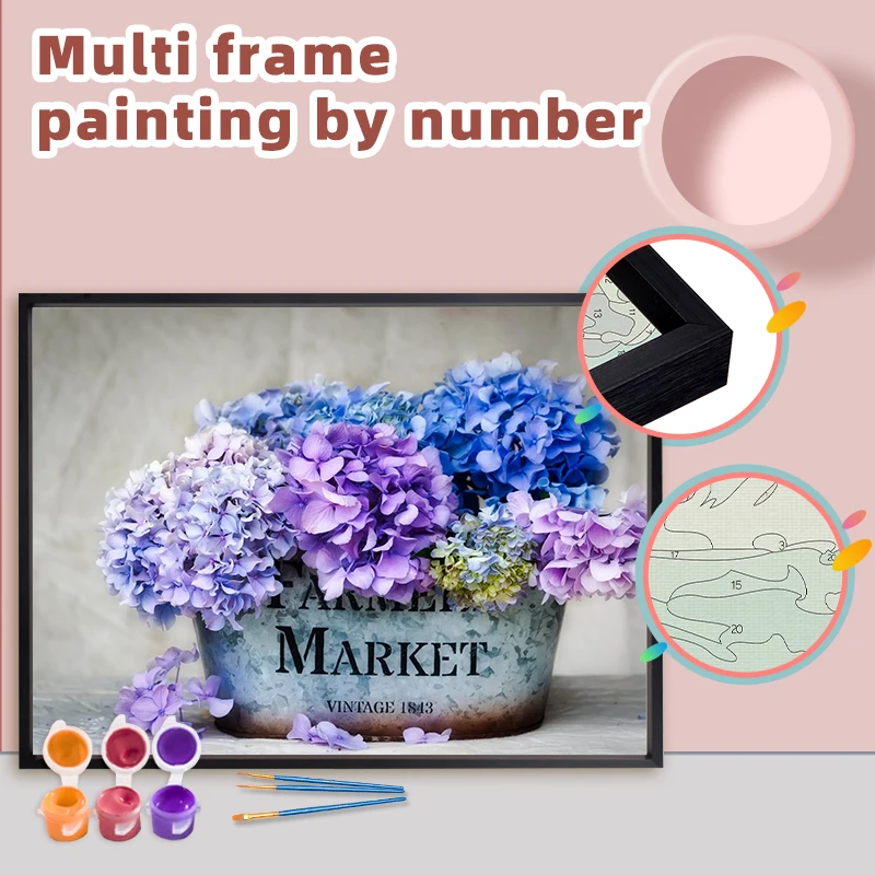 

CHENISTORY Flower Pot Diy Painting By Number For Adults Kit Multi Aluminium Frame Room Wall Art Picture By Number Home Decor Set