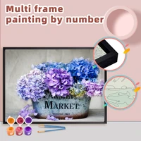 chenistory flower pot diy painting by number for adults kit multi aluminium frame room wall art picture by number home decor set