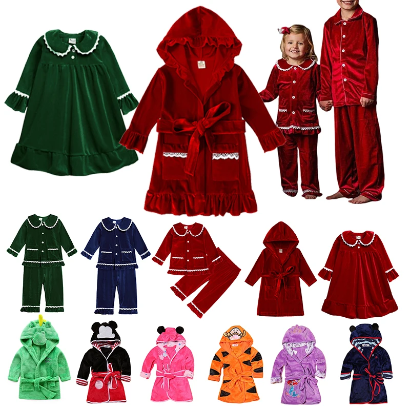 

Winter Red Christmas Baby Boy Girl Warm Family Pyjamas Sets Golden Velvet Kids Match Pajamas Children Dress Clothes Toddler Pjs