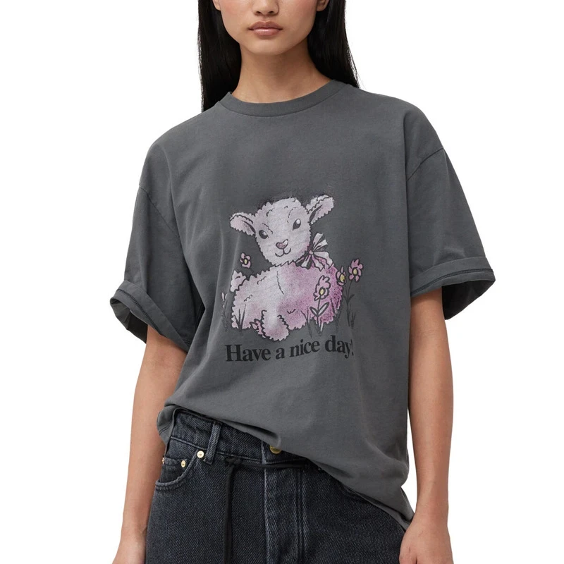 2024 летняя модная трендовая свободная хлопковая Футболка серии GA с мультяшным