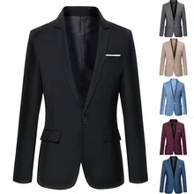 Blazer informal de un botón para hombre, Blazer de moda, para negocios, novedad (3)