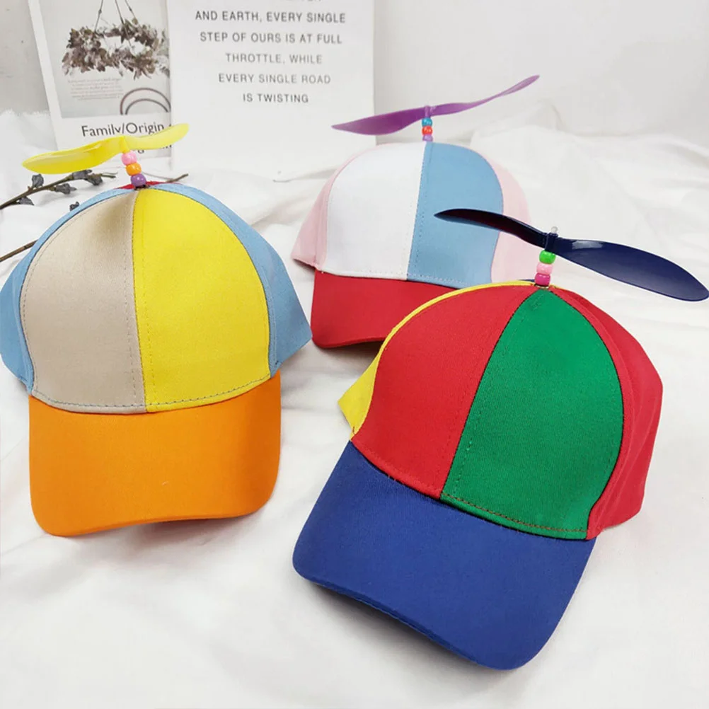 

Propeller Hat Baseball Caps Detachable Dragonfly Hat Summer Rainbow Hat Helicopter Caps For Children Kids 61CM ( Blue )