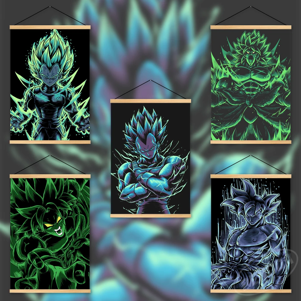 

Printed Anime Canvas Dragon Ball Poster Goku Home Decoration Vegeta IV Wall Art Broly Picture Janpanese Wooden Hanging Painting