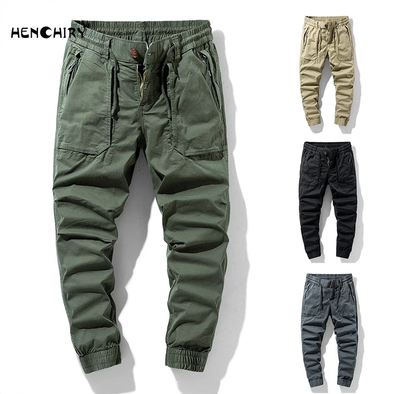 

HENCHIRY 2022 Outdoor Army Soldier Combat Pants Spring Men's Overalls Cotton Tactical Work Casual Pants Multi-pocket streetwear