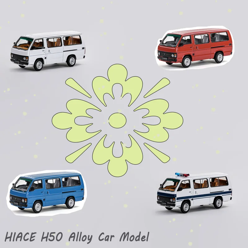 Фото MASSDI 1/64 HIACE H50 Модель автомобиля из сплава, готовая статическая модель для взрослых, декоративное украшение для рабочего стола, креативный сувенир, игрушка №1
