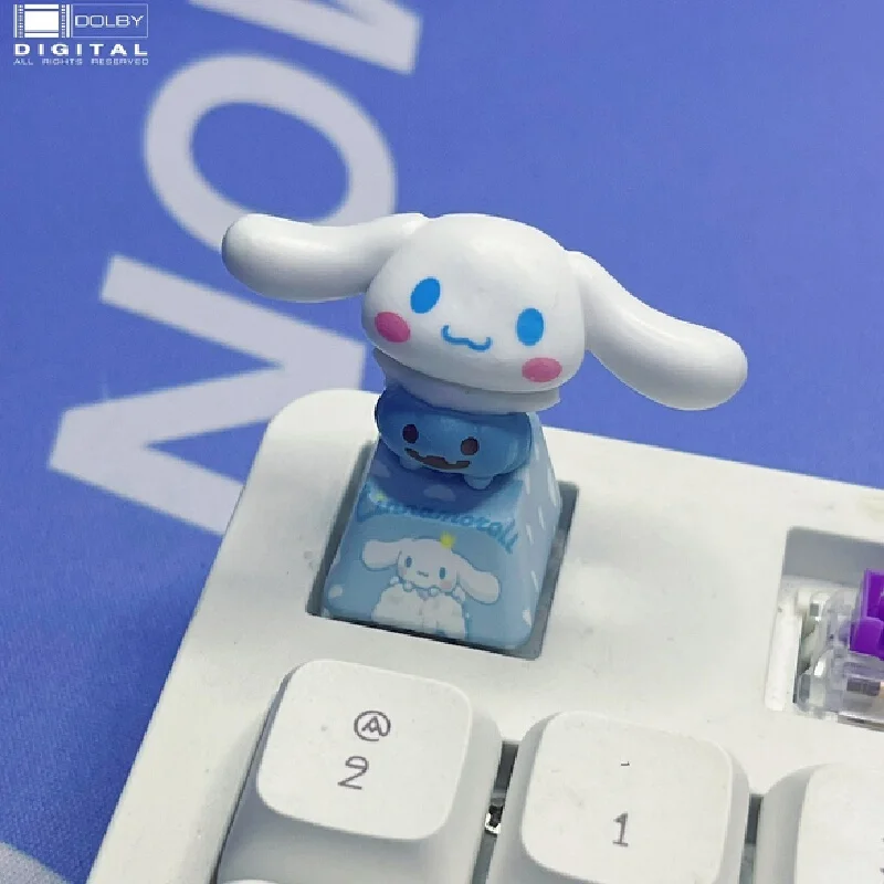 Sanrio Diy создает трехмерные синие колпачки для клавиш Cinnamoroll с перекрестной осью