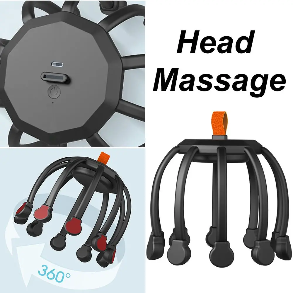 

New Stress Relief Octopus Claw Electric Head Scratcher Scalp Massager Massage Relief Hair Stimulation