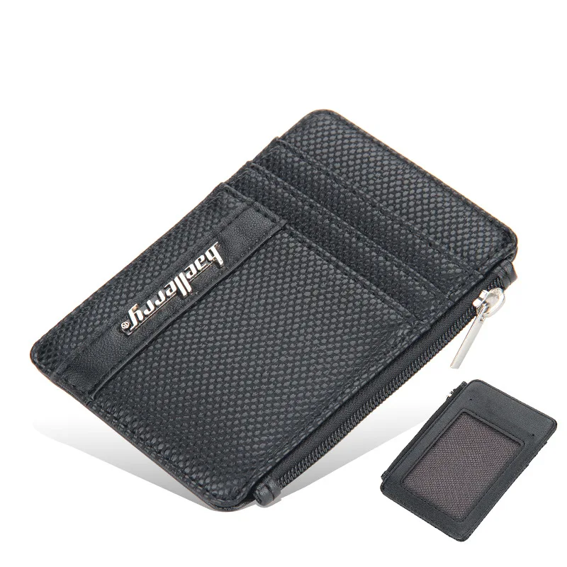 

Men Wallets Slim Card Holders Zipper Fashion Mini Men Purse PU Leather High Quality Male Purse Gift For Boy