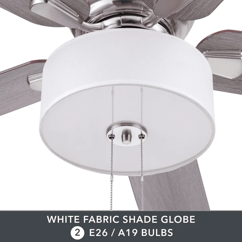 

Gardens 52” 5 Brushed Nickel Flush Mount Ceiling Fan with Light
