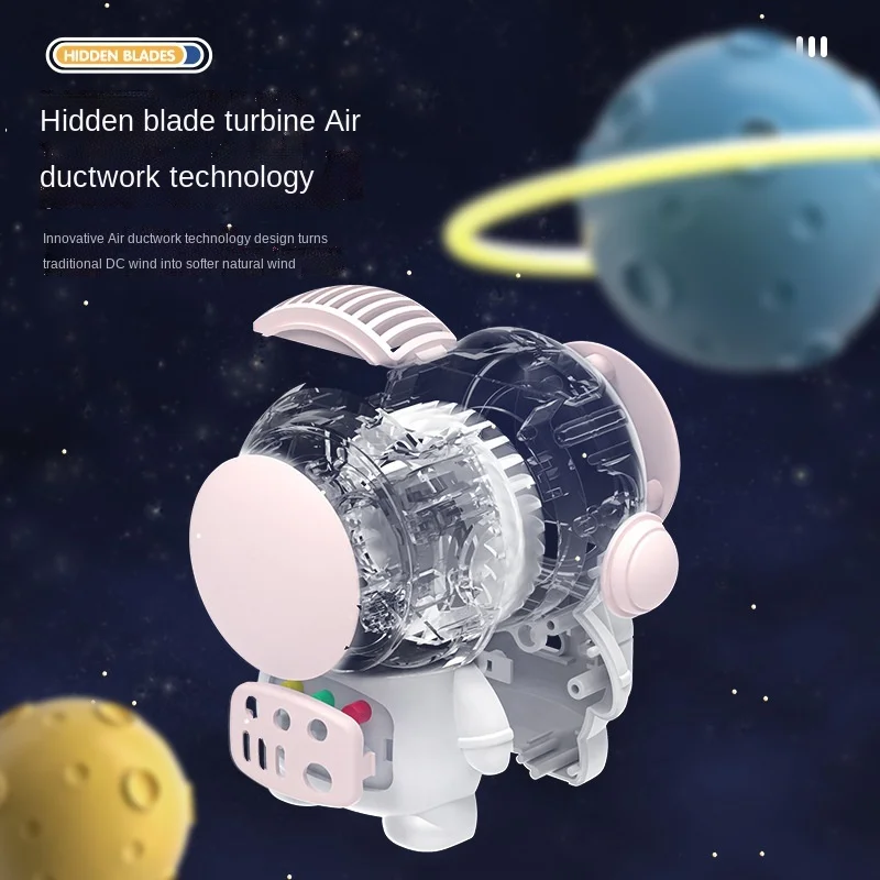 Cartoon Astronaut Handheld Mini Fan Portable Leafless Mute Student USB Charging Pocket fans Outdoors Mobile Air Conditioning |