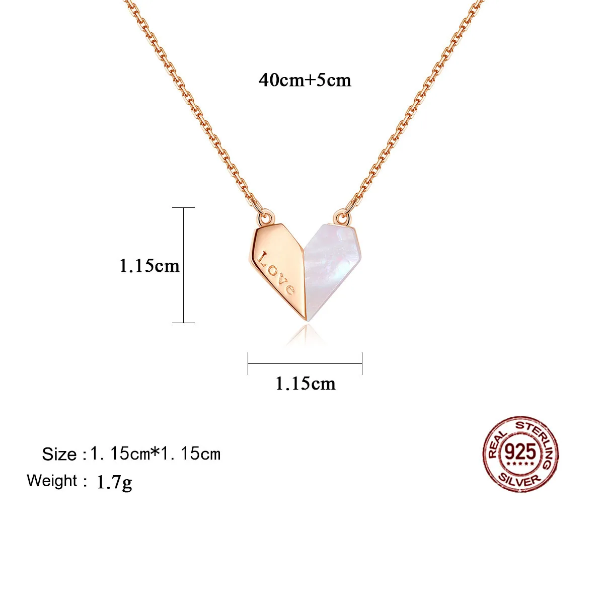 Ожерелье с подвеской в виде сердца из серебра 925 пробы покрытием 18-каратного