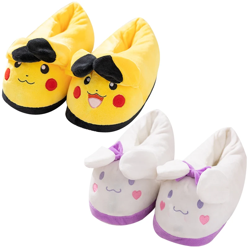 

Симпатичные Мультяшные шлепанцы Cinnamoroll, все включено, тапочки для пар, Пикачу, плюшевые теплые тапочки, мягкая обувь с животными, куклы