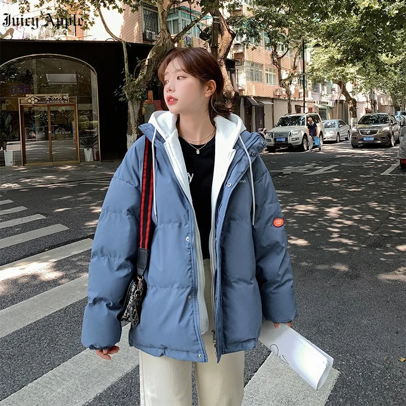 Parkas Woman Winter 2022 Jacket Overcoat Thick Padded Short Parkas Mujer Oversize Casual Hooded Bubble Coat Y2k Female Clothing