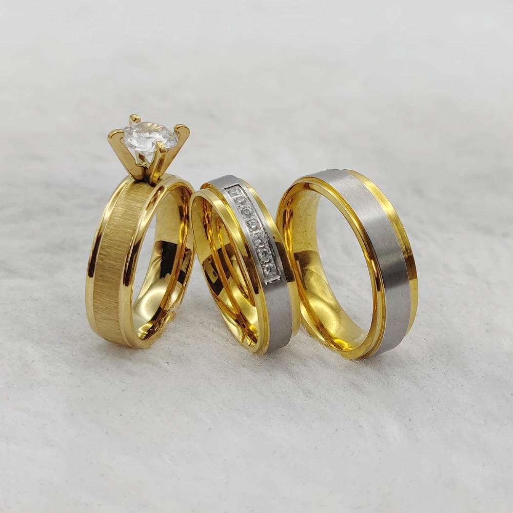 High End Jewelry Showcase Wedding Proposals Rings Couples Fashion 22K Golden Titanium Proposal Woman Valentines