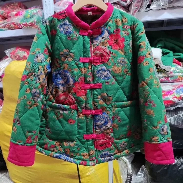 Женская хлопковая куртка в этническом стиле Элегантная укороченная винтажном