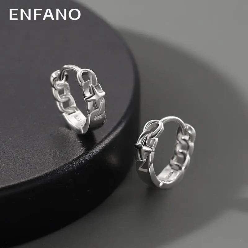 

Enfano Pu Handsome Earrings Men's Fashionable Cool High-End Personality Single Men's Fashionable Non-Fading Earrings Simple