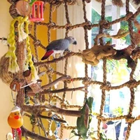 jmt durable parrot birds climbing net parakeet swing play rope ladder chew toy 4040cm bird toys