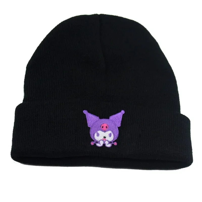 

Kawaii Sanrio Anime Hello Kitty Kuromi Embroidered Knitted Warm Hat Cute Cartoon Cinnamoroll Protection Head Woolly Cap Gifts