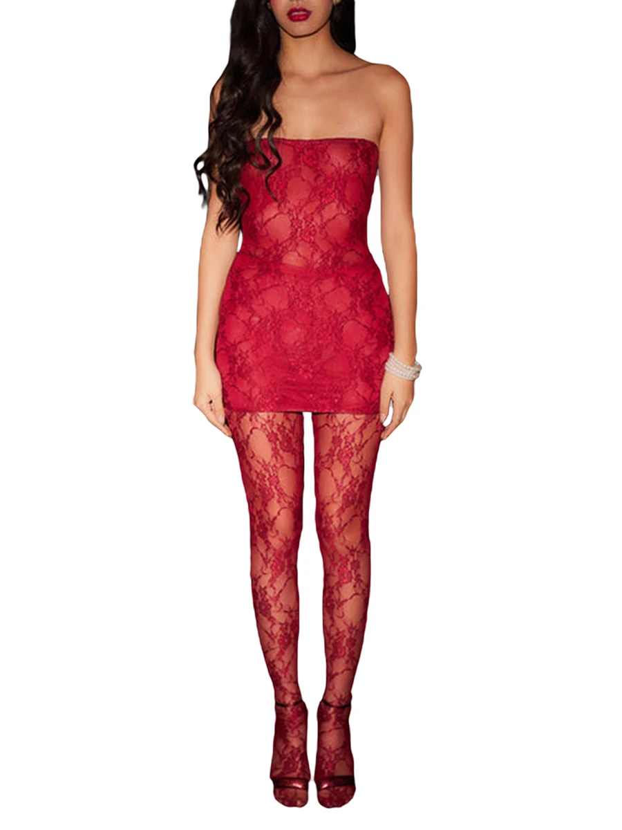 

Women Lace Sheer See Through Rompers Sleeveless Off-shoulder Bodycon Jumpsuits Long Pants Party sexy girls tight clothes