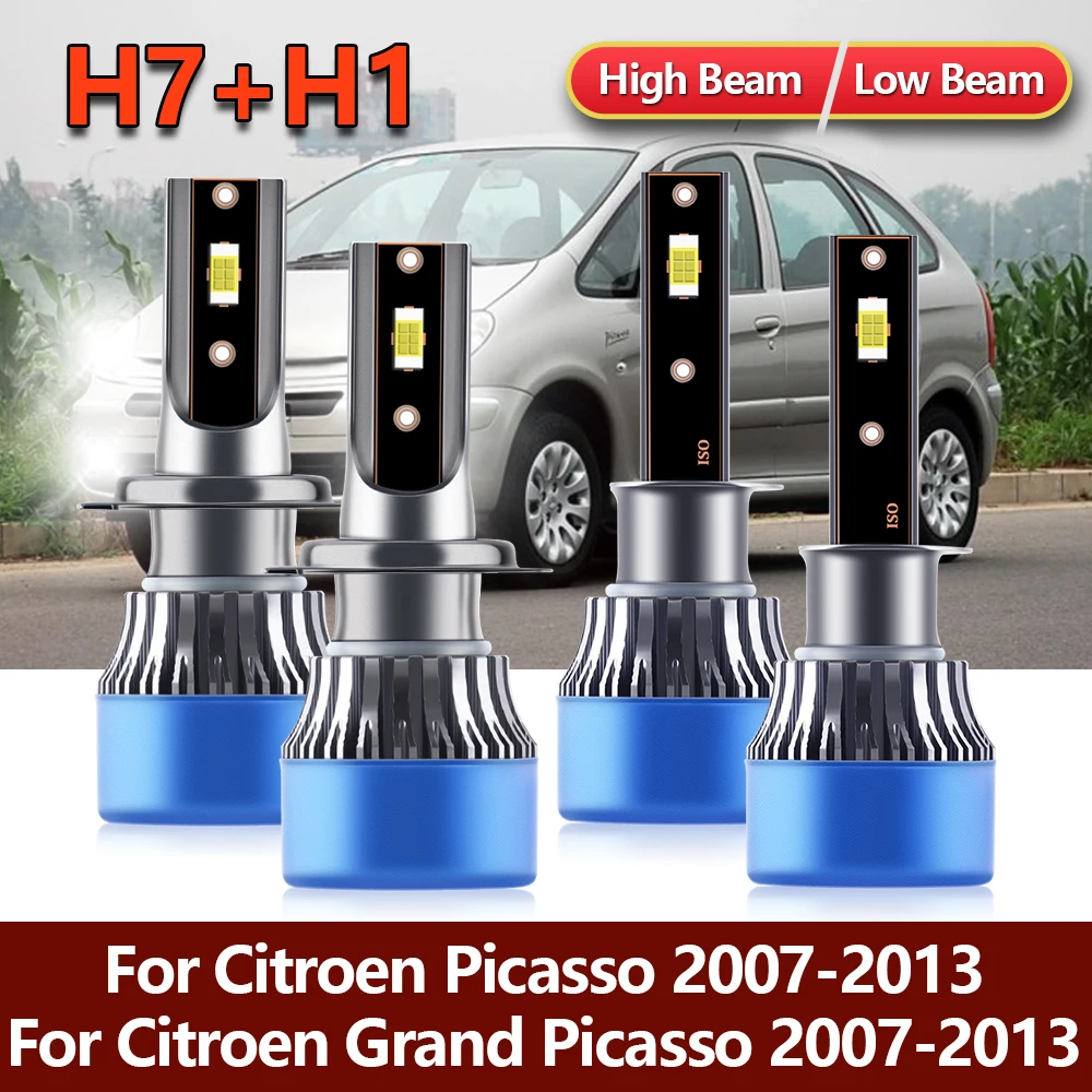 

4x LED Headlight Bulbs H1 High H7 Low Combo Bright CSP Car Lamp Kit For Citroen Grand Picasso 2007 2008 2009 2010 2011 2012 2013