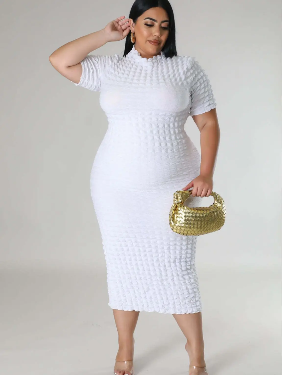 Plus Size Party Dress Plaid Elegant Pretty Women Cloth Chubby Female Casual Luxury Long Robe 2023 Summer Trendy New Midi Dress