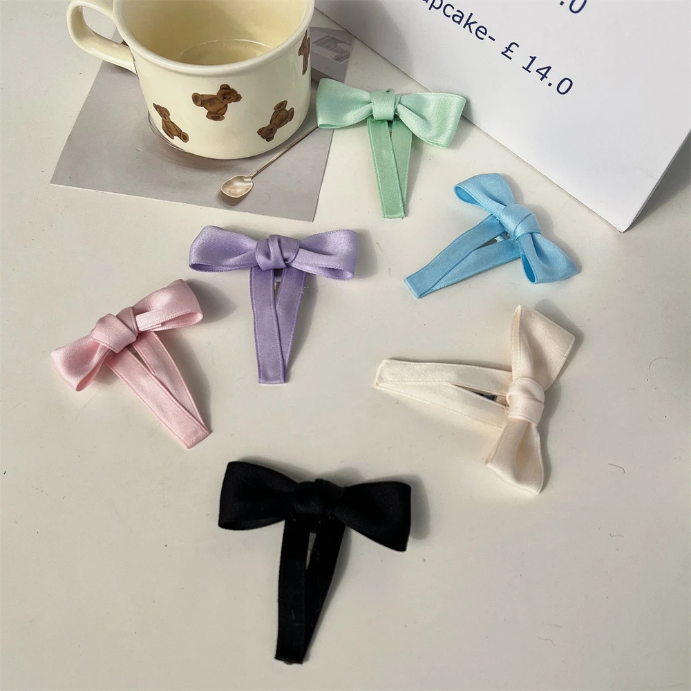 Bowknot Satin Surface Hairpin Women Fragmented Hair Headwear Bb Snap Hair Clips Hair Accessories Ornament For Girls
