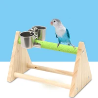 wooden parrot playstands with cups bird playground perches stand toys for cockatiel bird accessories