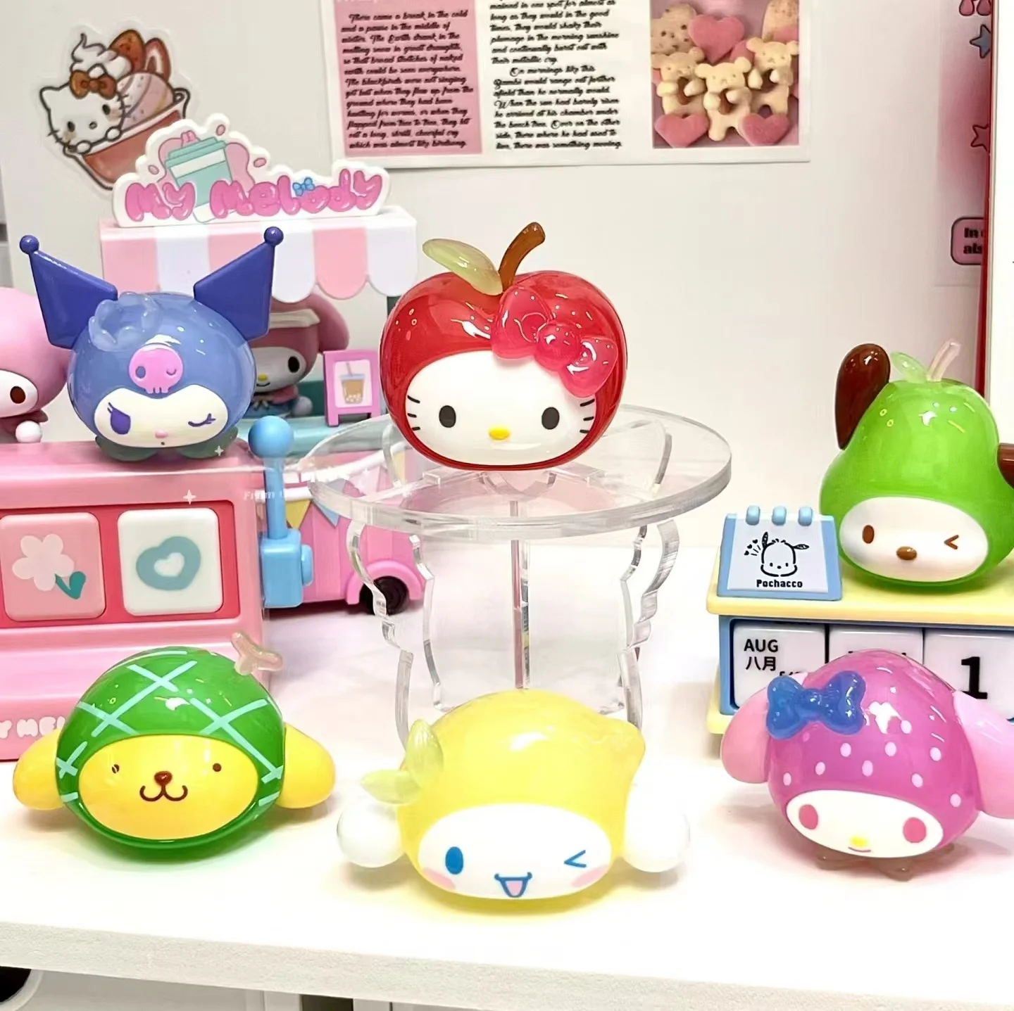Подлинные фрукты Sanrio милые гранулы 24 собака Куроми Пача модный орнамент ручной