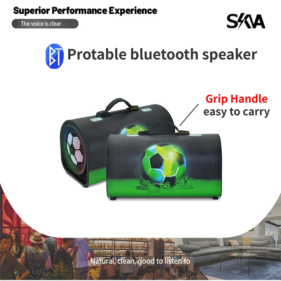 Caixa De Som Bluetooth Portable Wireless Outdoor Boombox Bass Column Big Home Party Speaker Support FM Radio LED Lights