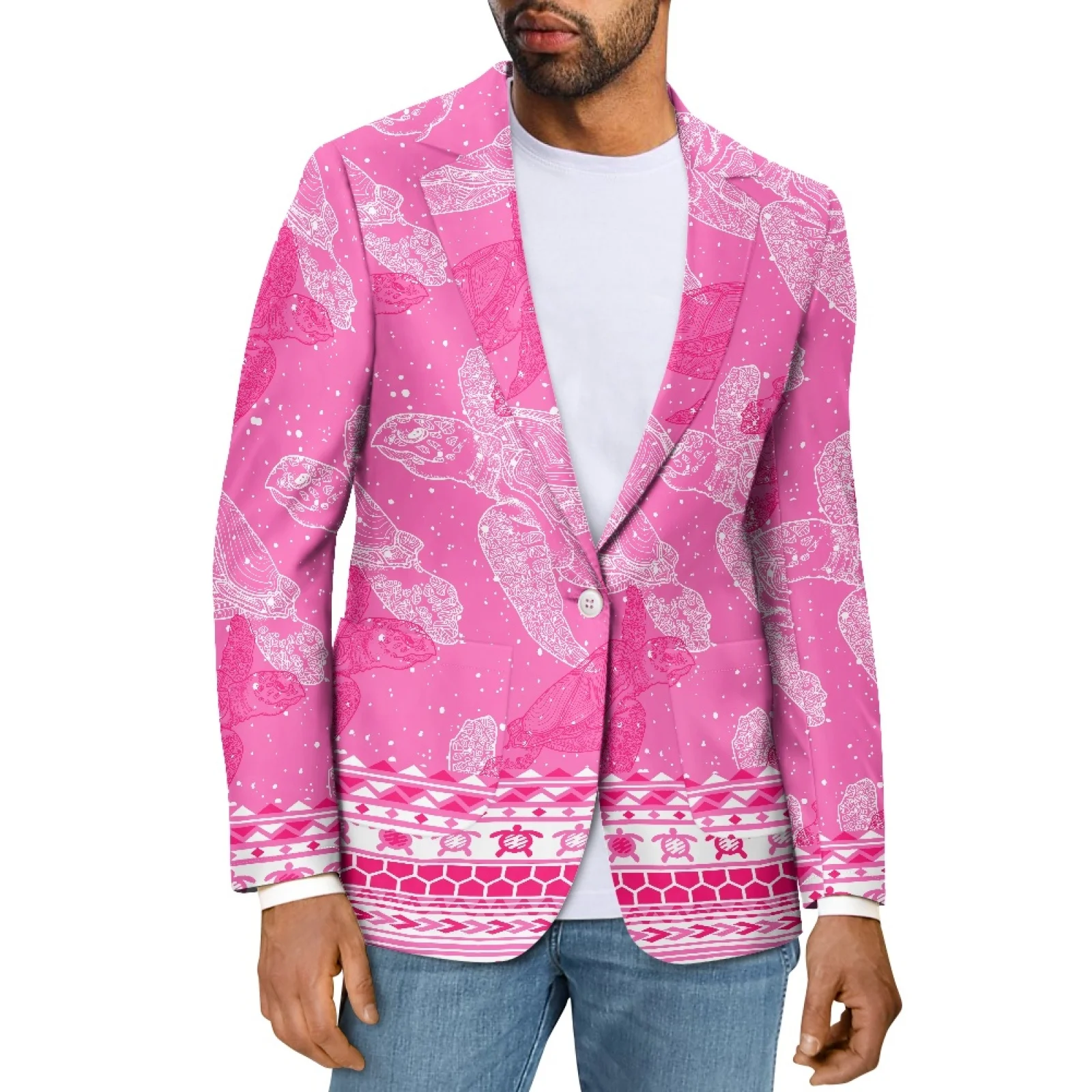 

Блейзер мужской деловой облегающий с принтом Фиджи и татуировками