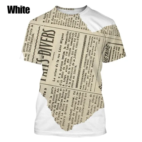 3D Printed Newspaper News Graphic T Shirt For Men Women Round Neck Short Sleeves Summer Street Cool Tshirts Unisex Tee Tops