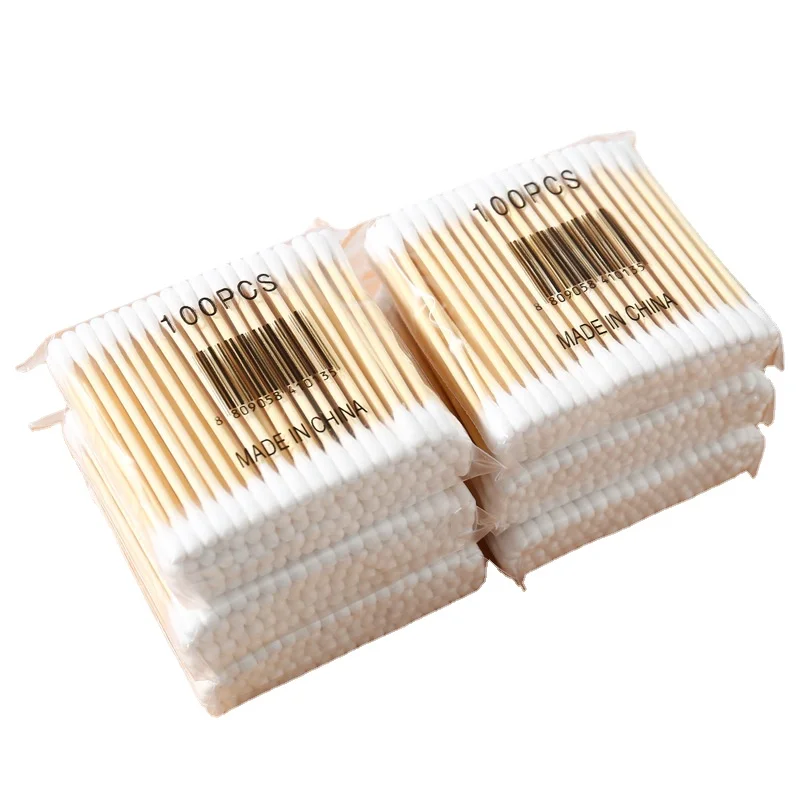 

Деревянные ватные палочки с двойной головкой для женщин, макияж, ватные палочки, деревянные палочки для ушей и носа, инструменты для ухода з...