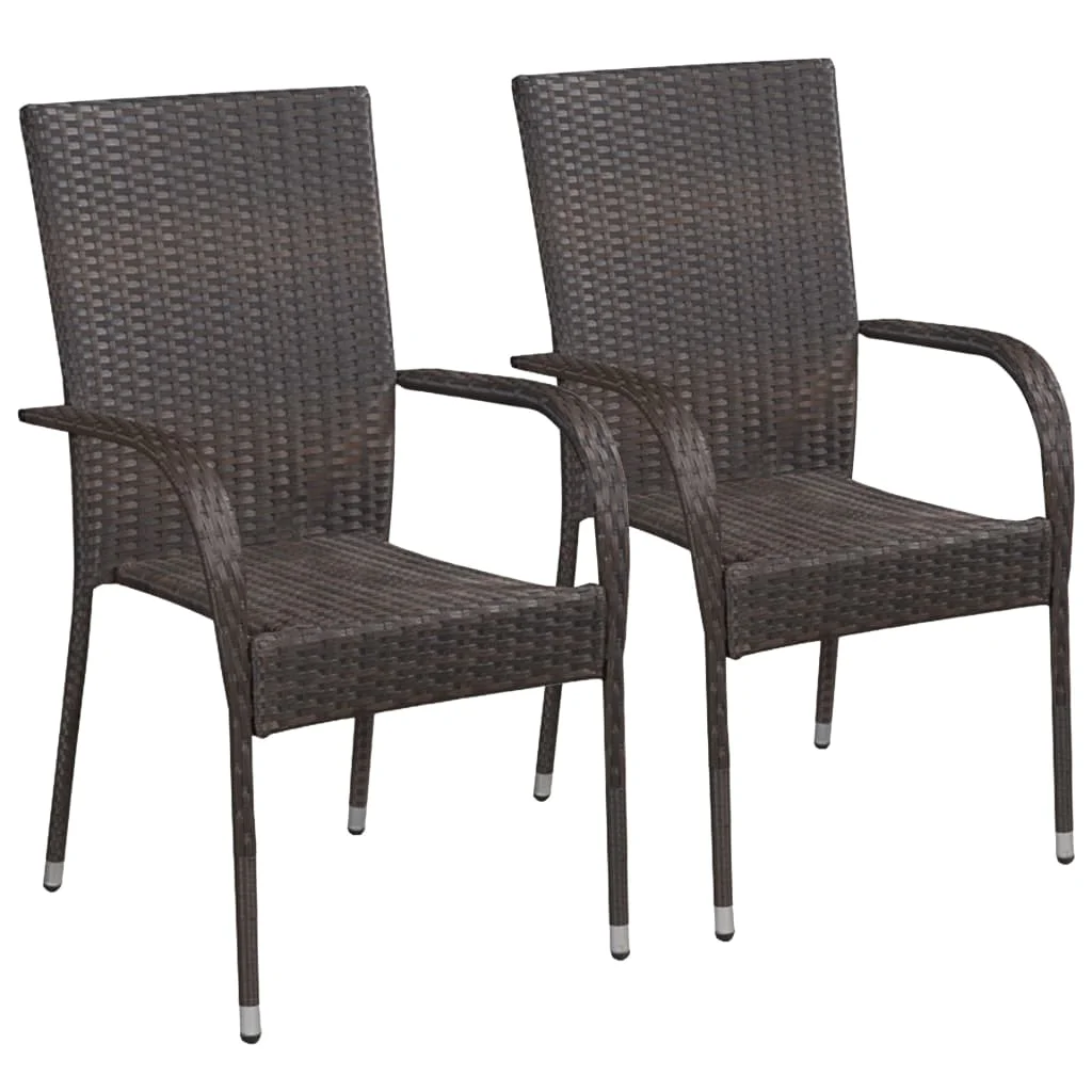 

Stackable Garden Chair of 2, Poly Rattan Outdoor Seat Chair, Patio Furniture Brown 55.5 x 53.5 x 95 cm