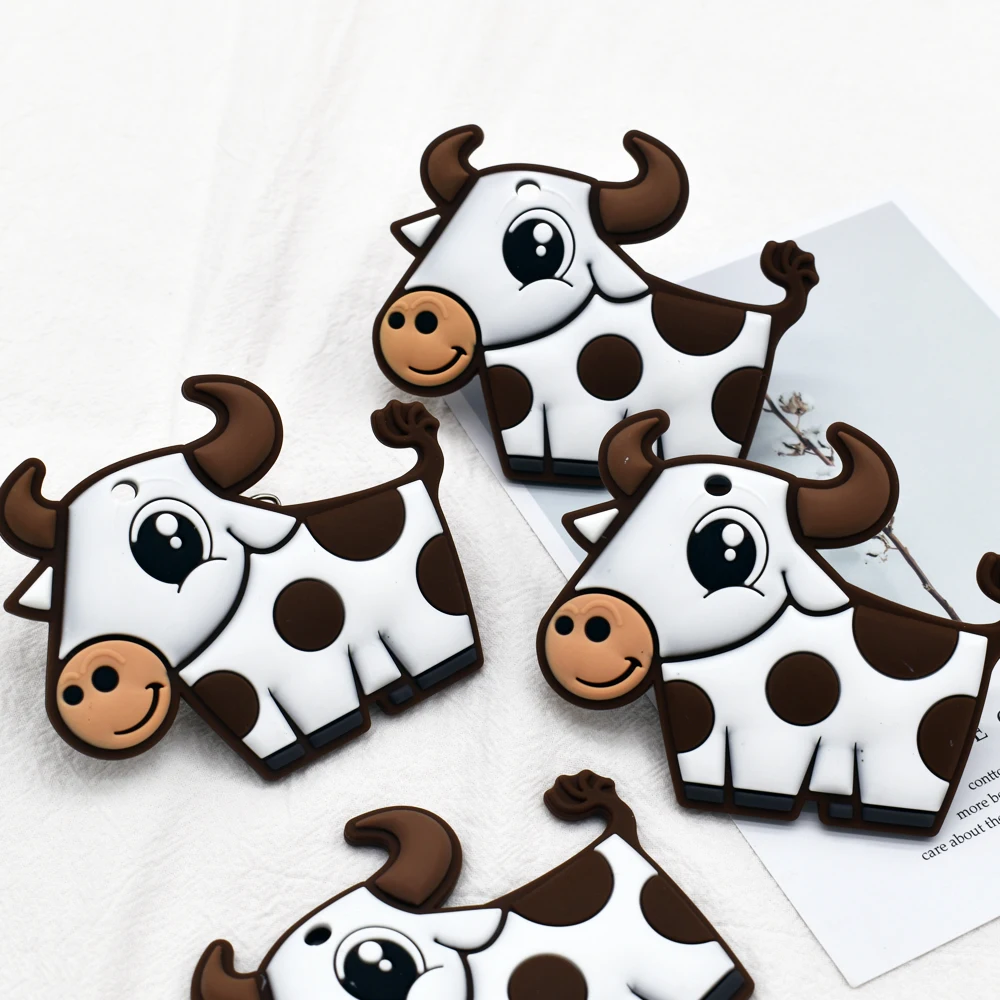Детские коровы Мультяшные животные пищевые Силиконовые Прорезыватели для зубов