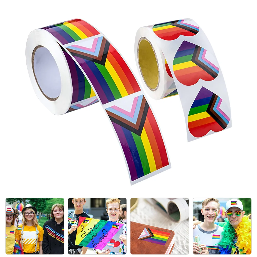 2 рулона радужных самоклеящихся наклеек флаг гордости уплотнительная свадьба