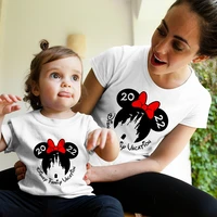disney family vacation 2022 clothes mom and daughter equal t shirt cute minnie harajuku fashion mother kids matching outfits