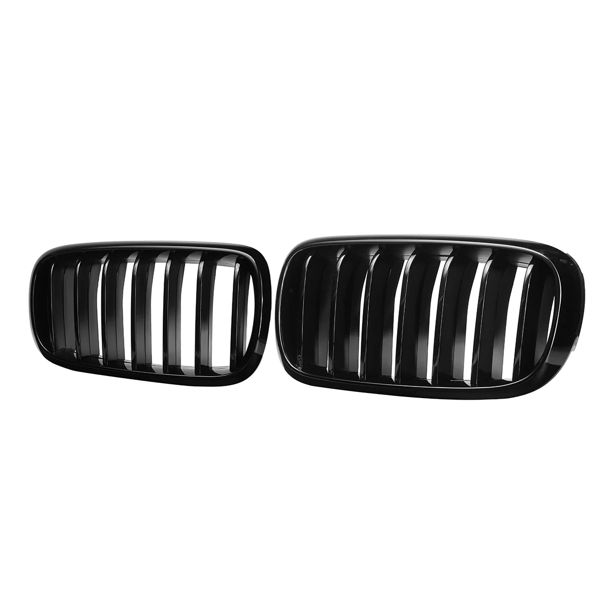 

For BMW F15 F16 X5 X6 2013-2017 1Pair New ABS Replacement Gloss Matte Black 2 Double Slat Line Front Kidney Sport Grill Grille