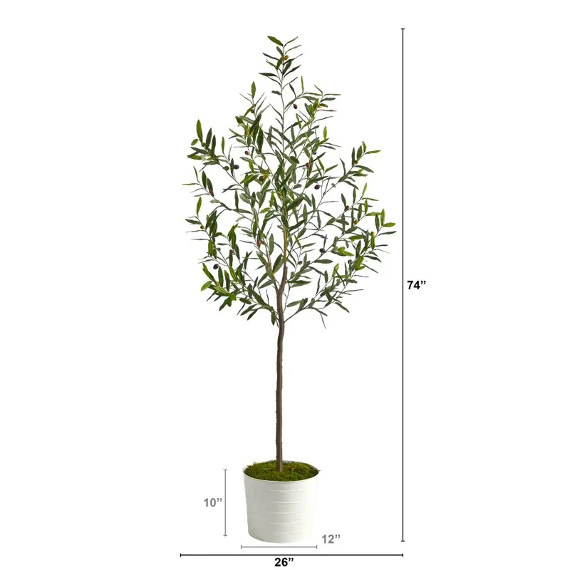 

Olive Artificial Tree in White Tin Planter
