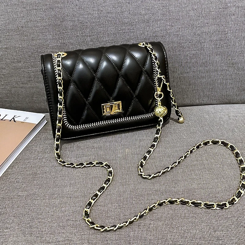 

Purse bag women's new small square bag fashion one shoulder woven chain bag simple one shoulder messenger women's bag