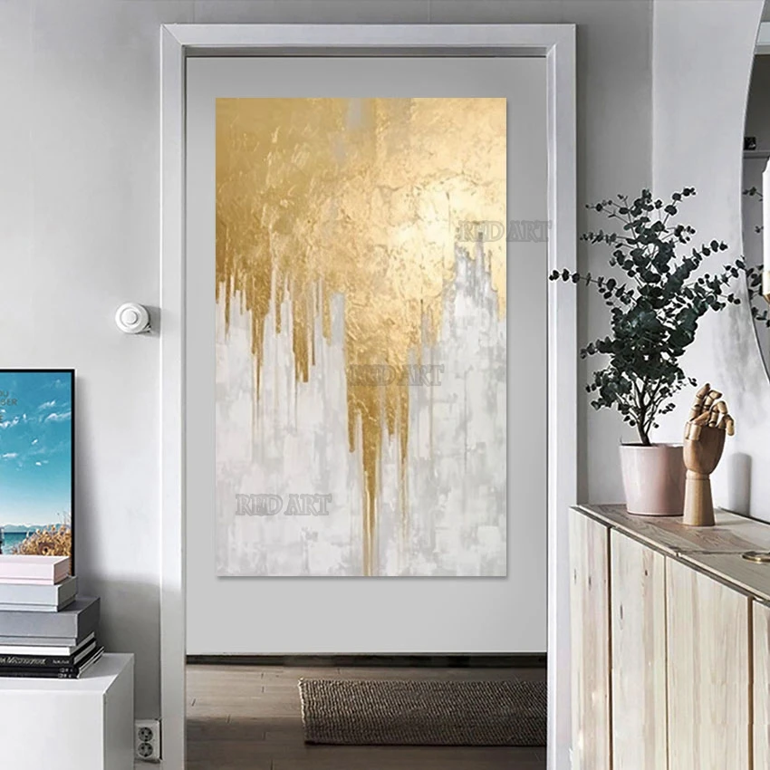 Роскошный декоративный предмет абстрактная картина Золотая фольга живопись