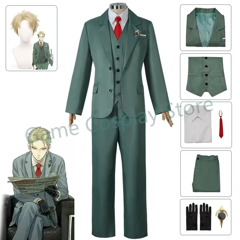 Loid Forger Косплей Костюм Мужчины Аниме Светлый Парик Сумеречный Наряд Шляпа