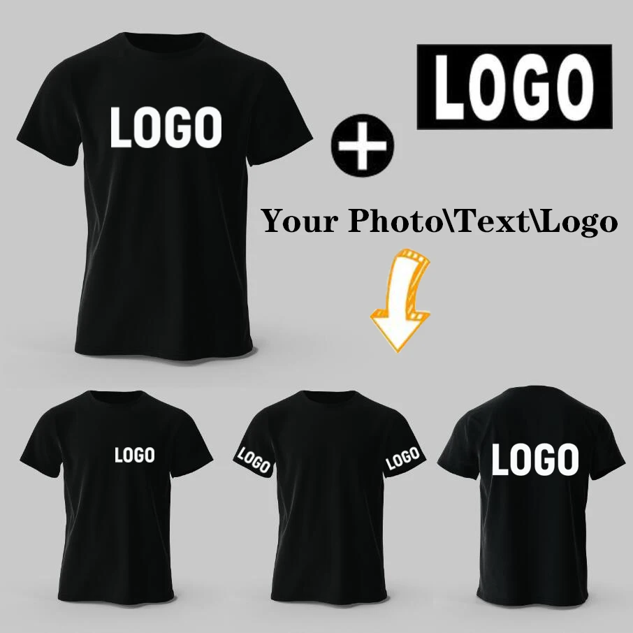 

Custom Men's T-shirt Family Look your own design logo/picture couple clothes Cotton Harajuku short sleeved men's casual top