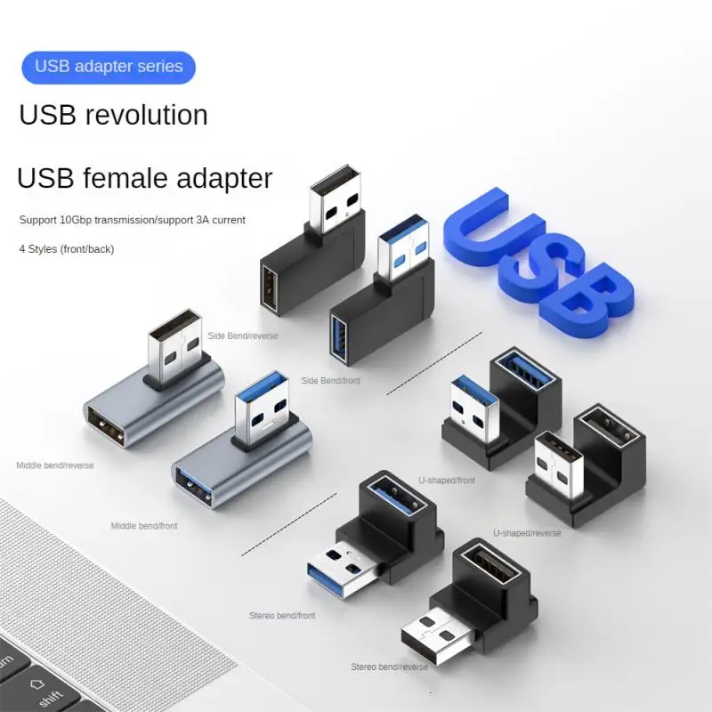 

USB Adapter A Revolution A Female U-shaped Elbow Forward And Reverse Direction Notebook Computer USB3.0 Male-to-female Adapter